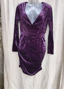 10238. Velvet Deep Neck Mini Dress