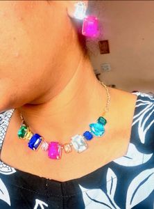 Statement Gemstone Necklace &amp; Earring Set