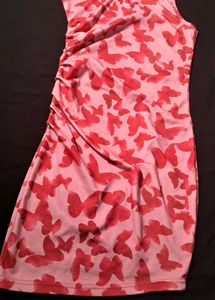 Pink Butterfly Print Mini Dress