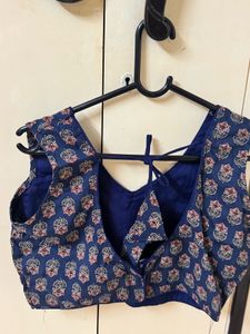 Blue Ajrakh Print Navratri Blouse