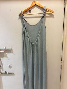 Scrunchie Strap Gray Maxi Dress