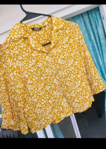 Yellow cute crop top