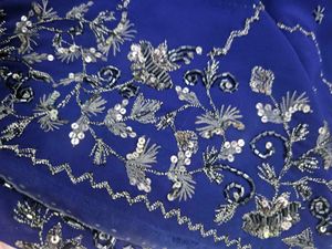 Elegant Blue saree with Intricate Silver Work