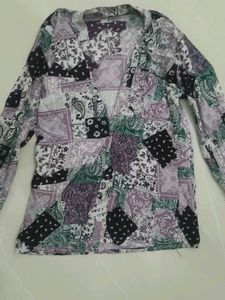 Patchwork Print Long Sleeve Top