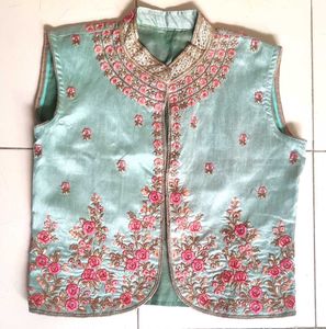 Embroidered Ethnic Sleeveless Top Blouse Jacket