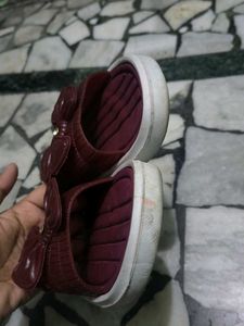 Maroon Bow Flip-Flops