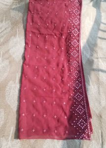 Mirror Work Embroidery A Line Gown With Dupatta