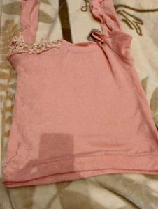Peach Lace Sleeve Top