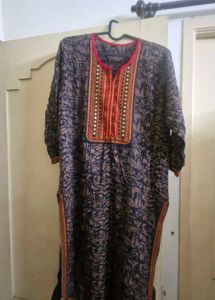 coffee brown orange Embroidered Kurta