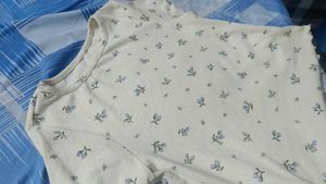White Floral Print Top