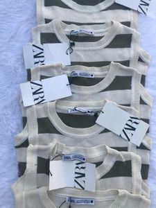 Striped Cropped Knit Tank Top