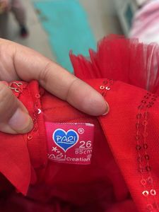 Red Ruffled Party Dress for toddler girl