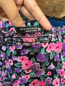 Zara Floral Print Square Neck Top