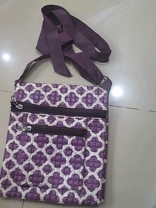 Purple & White Patterned Crossbody Bag