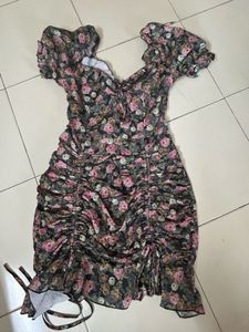 Floral Ruched Mini Dress