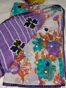 Vibrant Floral Print Saree with blouse