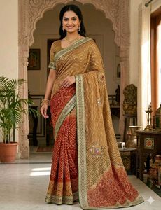 Designer Saree with Sequins and Mirror Work