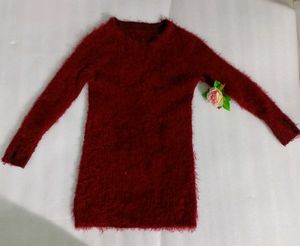 Korean Furr Long Sweater With Free Gift 🎁