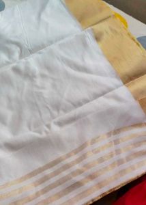 Elegant White &amp; Gold Saree