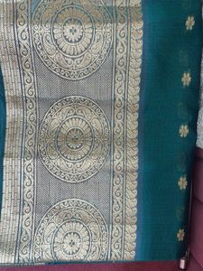 Elegant Teal & Gold Brocade Saree