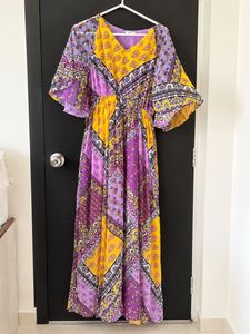 multicoloured flowing dress