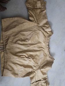 Golden Blouse with Ruffle Sleeves