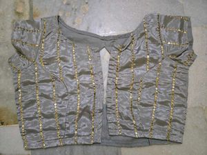 Sparkling Grey Blouse with Gold Sequins