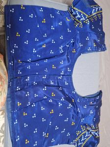 Vibrant Blue Bandhani Italian crepe Saree