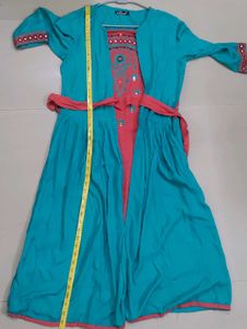 Beautiful Teal dress with Pink Inner