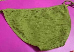 Olive Green Textured Bikini Bottom