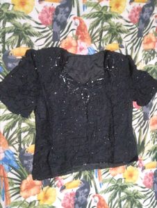Sparkly Black Embellished Blouse