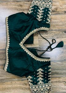 Elegant Emerald Green Embroidered Blouse
