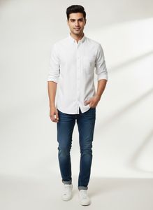 Men's Solid White Casual Shirt