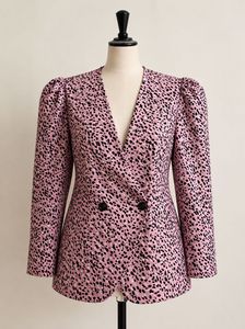 Chic Pink Leopard Print Blazer