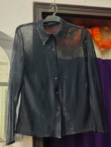 Sheer shimmer Black shirt
