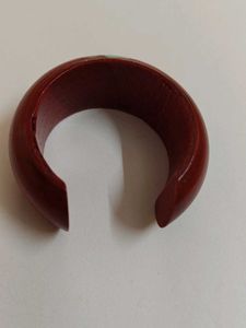 Hand-Painted Wooden Cuff Bracelet with jute pouch