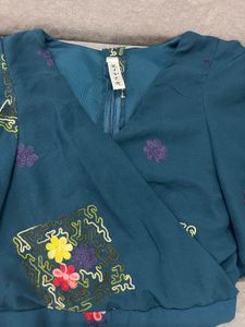 Embroidered Teal Co-ord Set