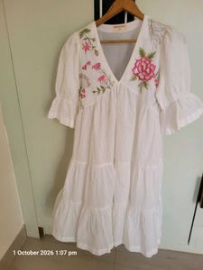White Embroidered Tiered Maxi Dress