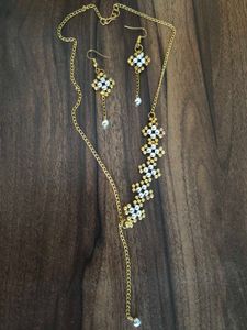 Beaded Necklace and Earring Set