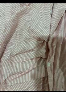 Chic Pink Striped Ruched Shirt