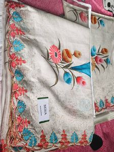 Elegant Floral Print with cut work embroidery Sare