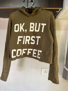 Coffee First Cropped Hoodie
