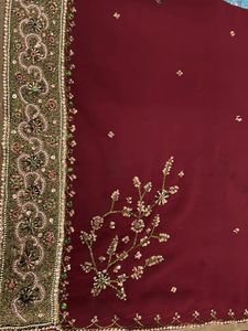 Maroon Embroidered Saree