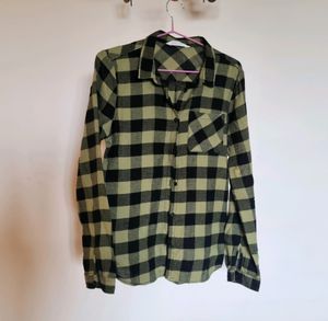 SALE cotton Casual SHIRT H & M Green Black 36"