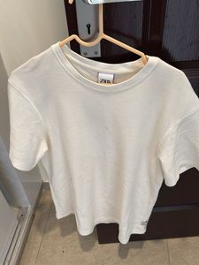 Zara Cream Textured T-shirt