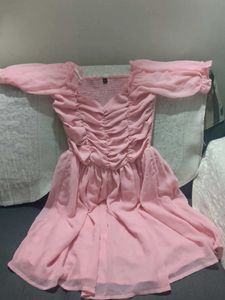 Pink Ruffled Mini Dress