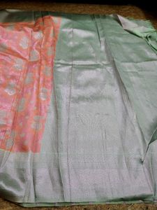 Elegant Pink Floral Saree with contrast blouse