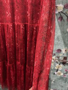 Chic Red Lace Tiered Dress