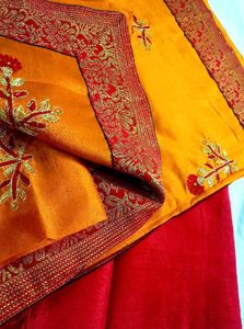 (Free Delivery🌺)beautiful Mustard Saree