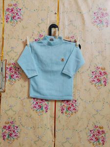 Baby Blue Ribbed Turtleneck Sweater